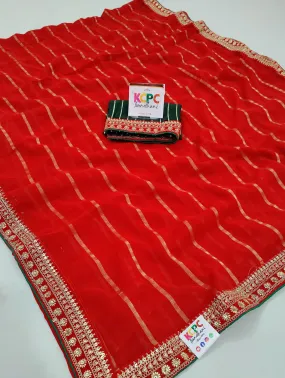 Karwachauth Special Pure Georgette Red Wedding Saree With blouse