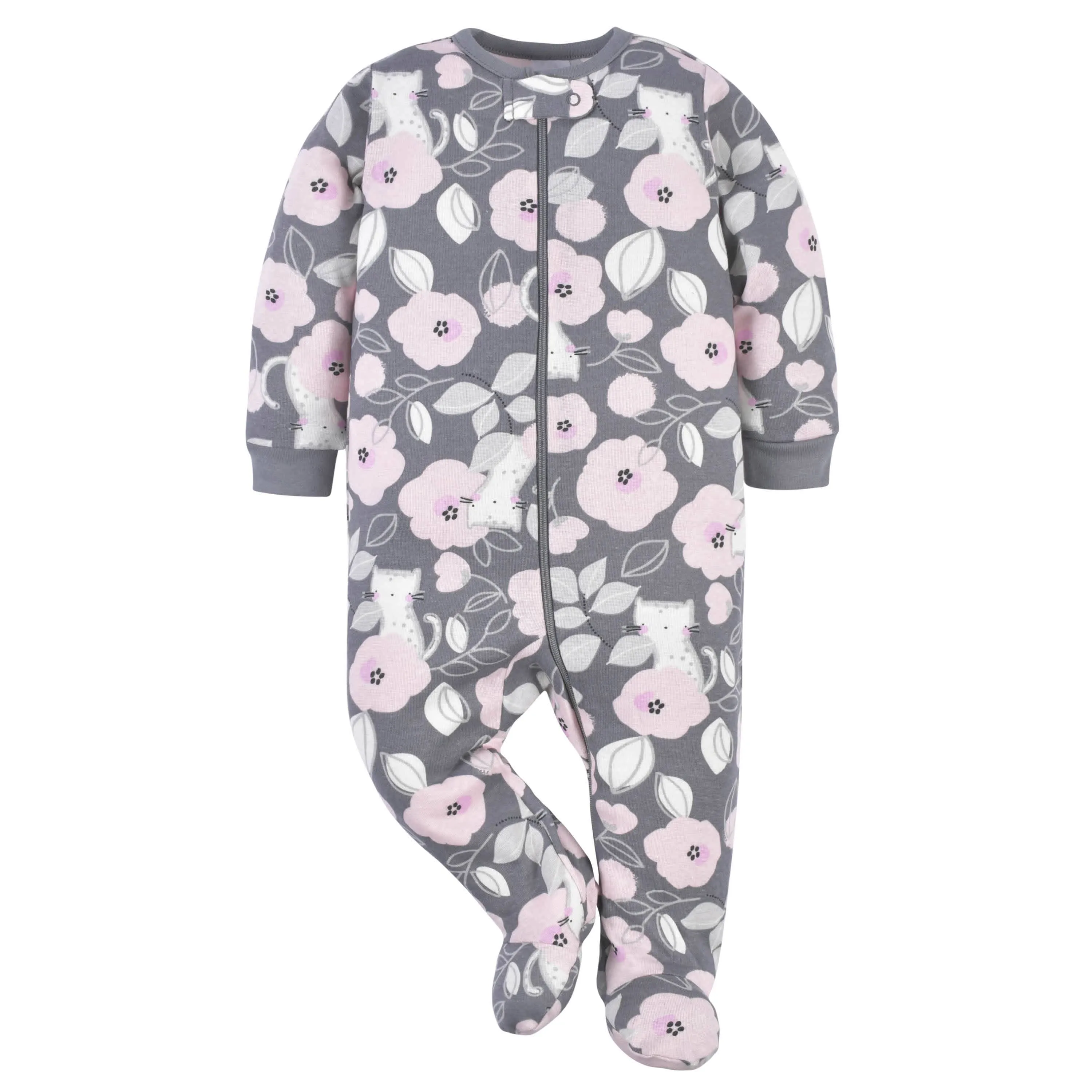 2-Pack Baby Girls Comfy Stretch Floral Leopard Sleep 'N Plays