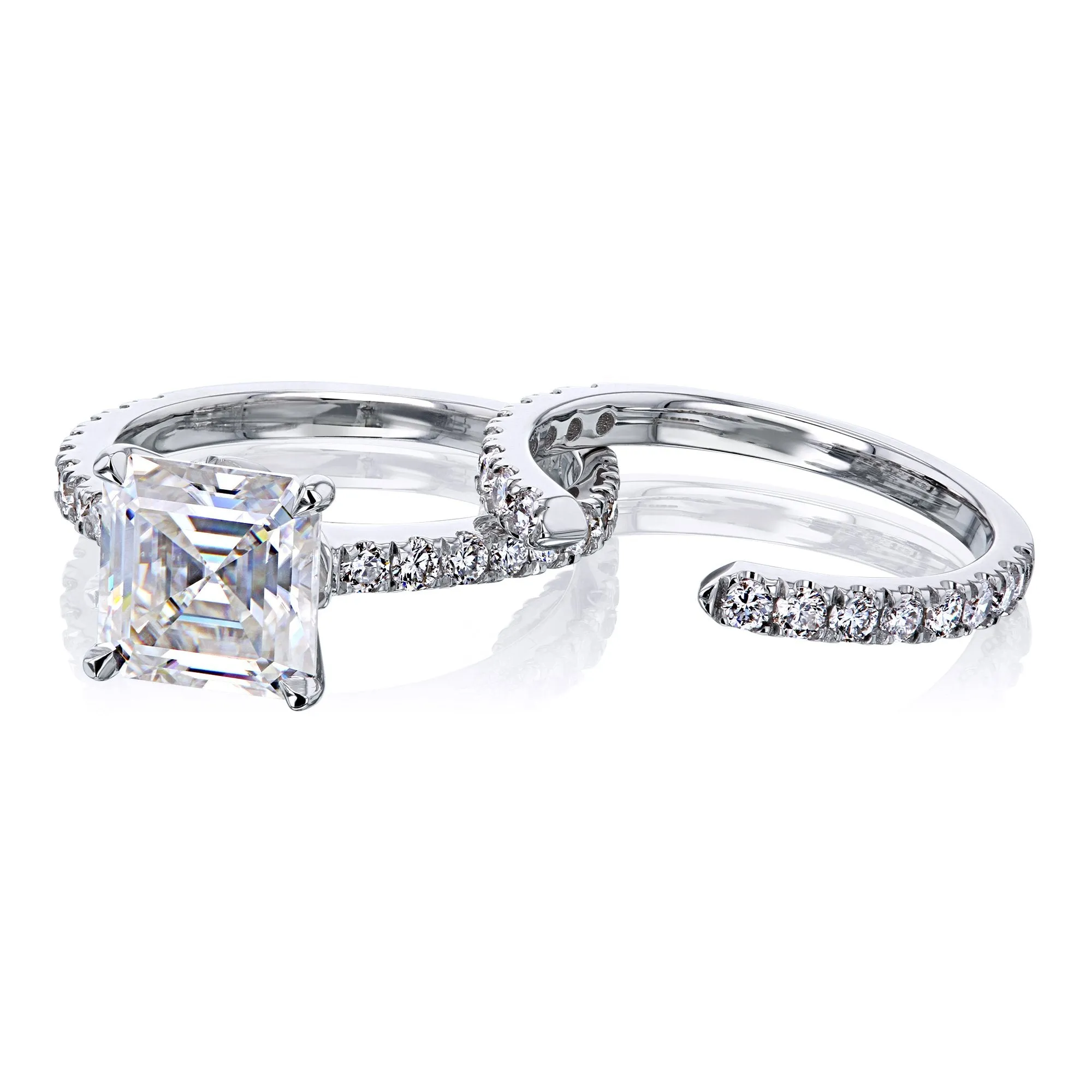 2.2ct Asscher Moissanite Bridal Set