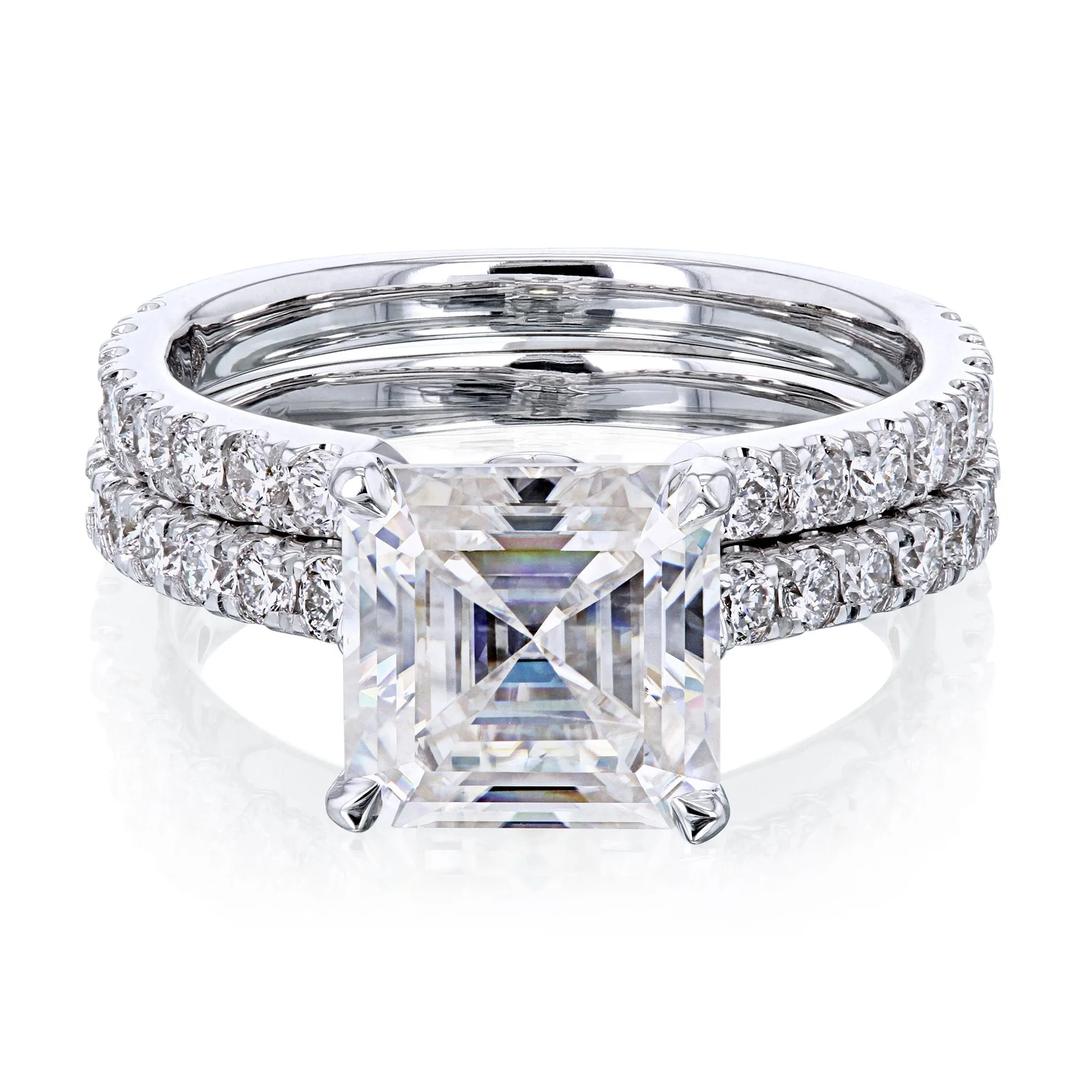 2.2ct Asscher Moissanite Bridal Set