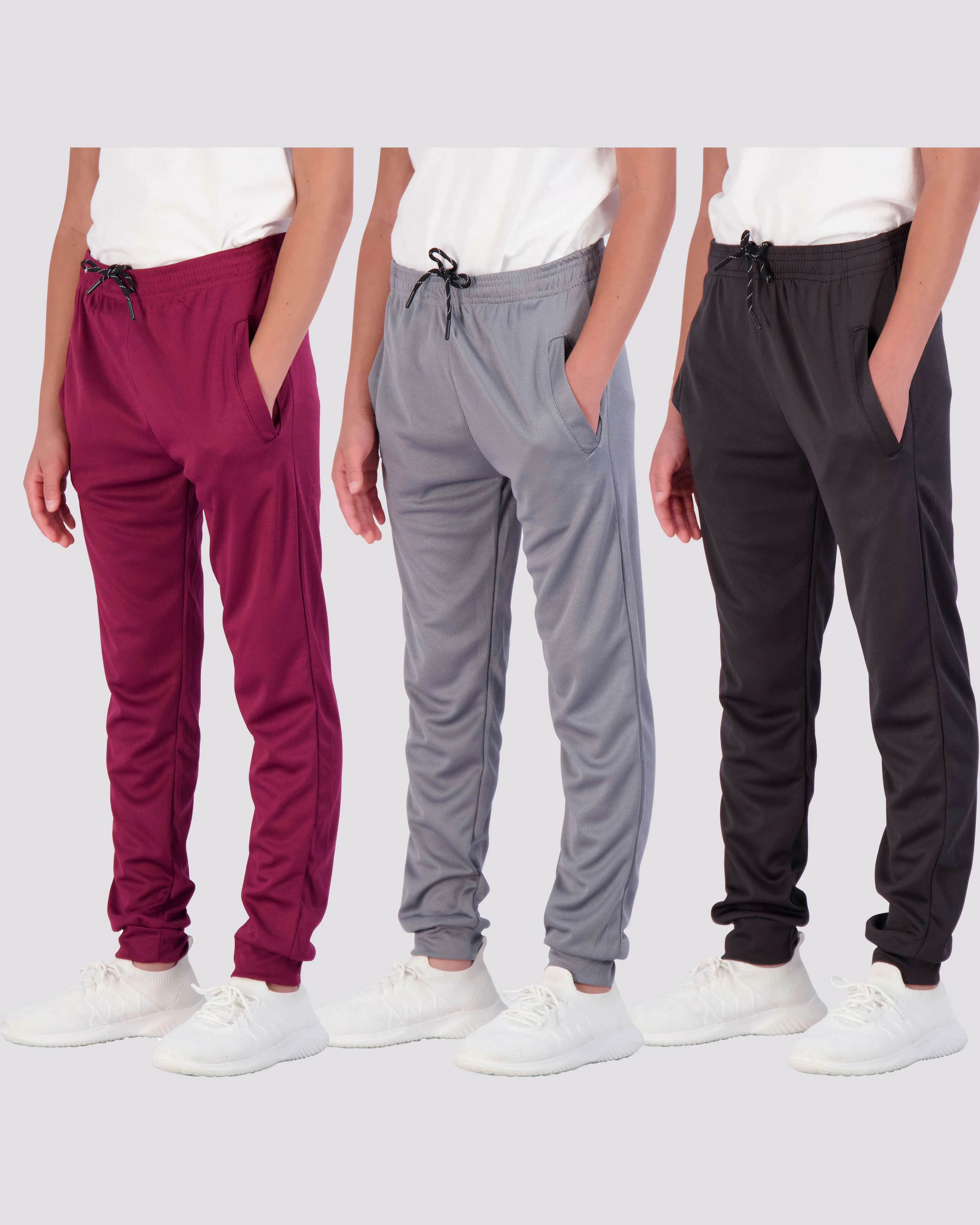 3 Pack: Boys Mesh Active Casual Jogger Sweatpants