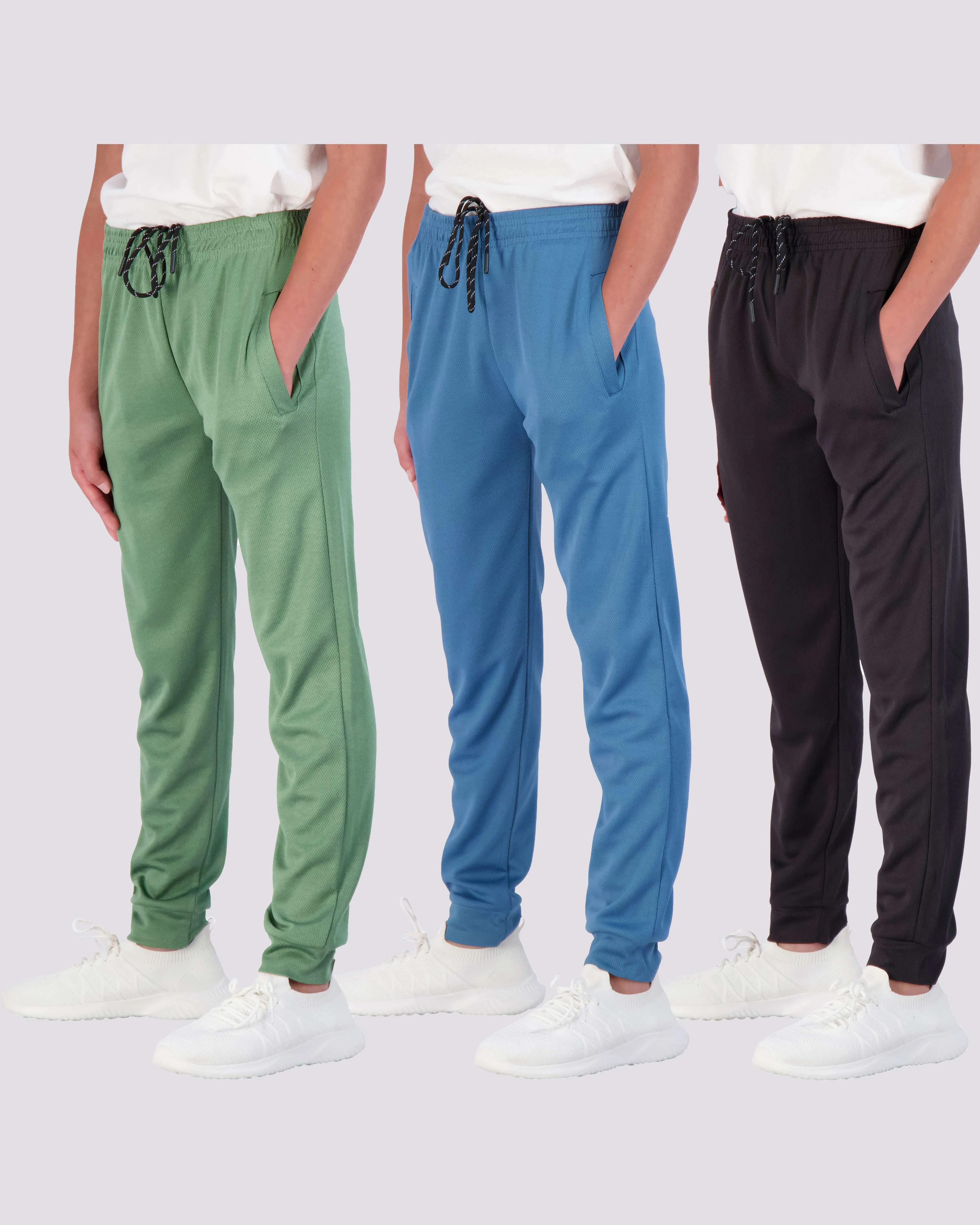 3 Pack: Boys Mesh Active Casual Jogger Sweatpants