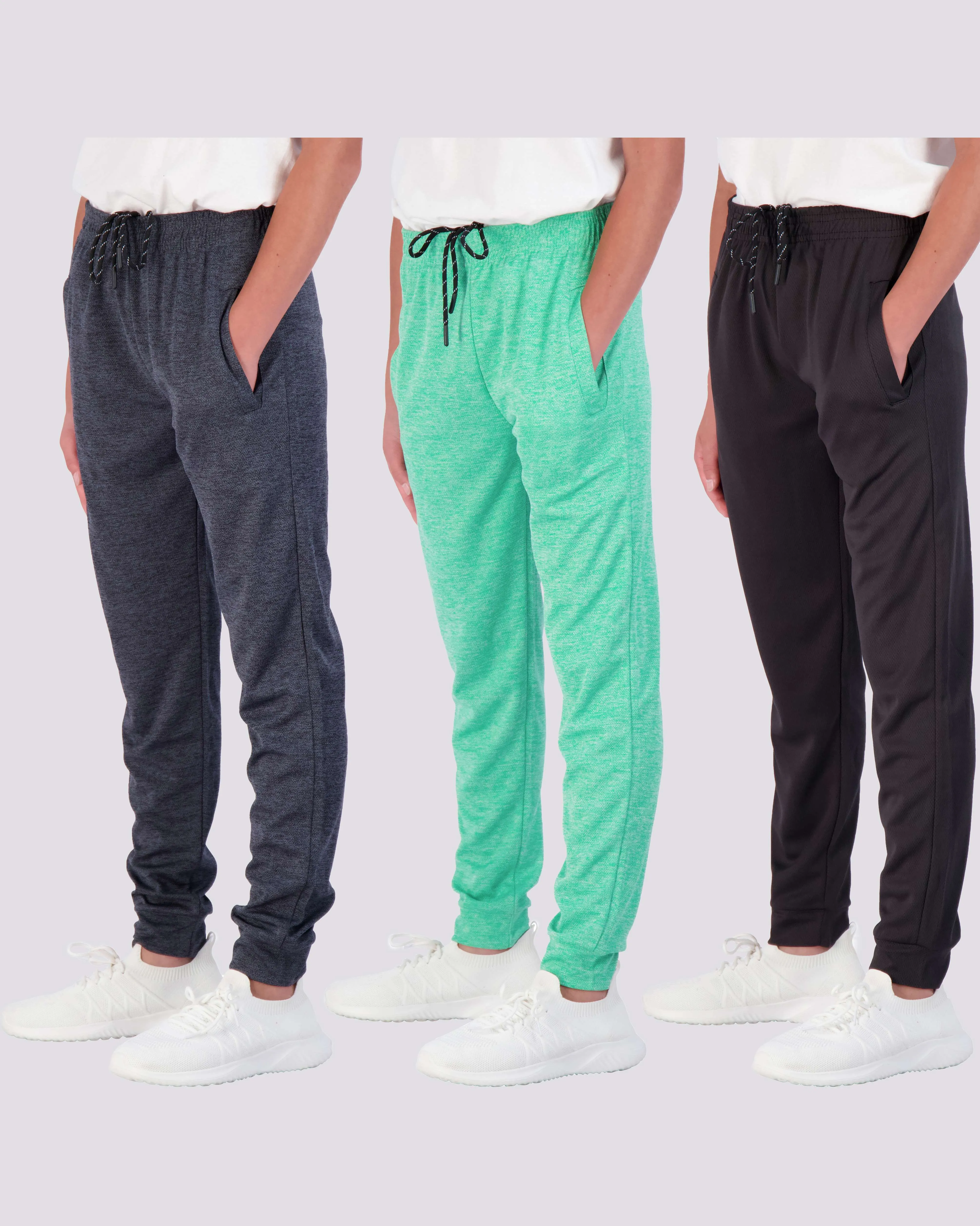 3 Pack: Boys Mesh Active Casual Jogger Sweatpants