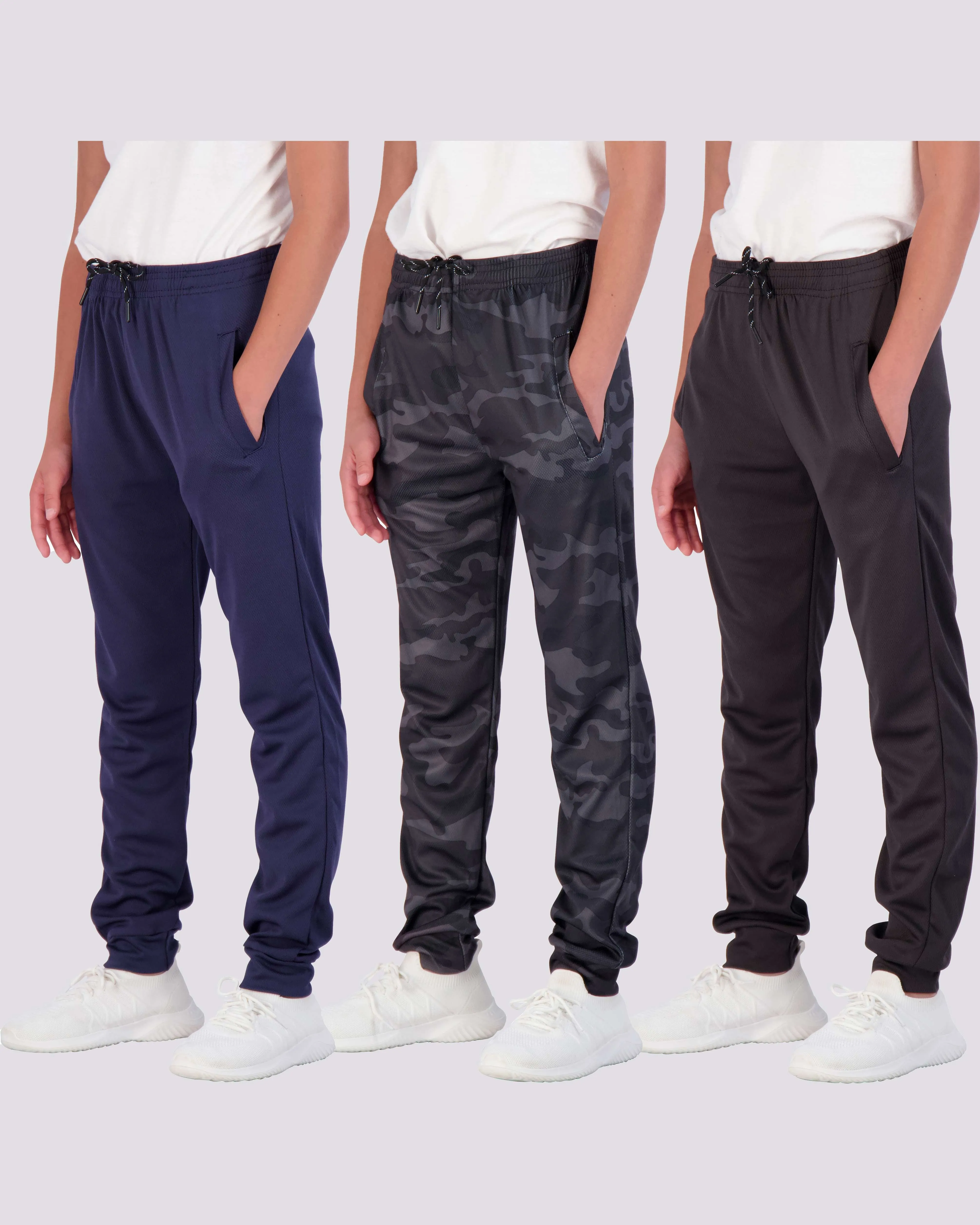 3 Pack: Boys Mesh Active Casual Jogger Sweatpants