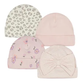 4-Pack Baby Girls Ballerina Caps