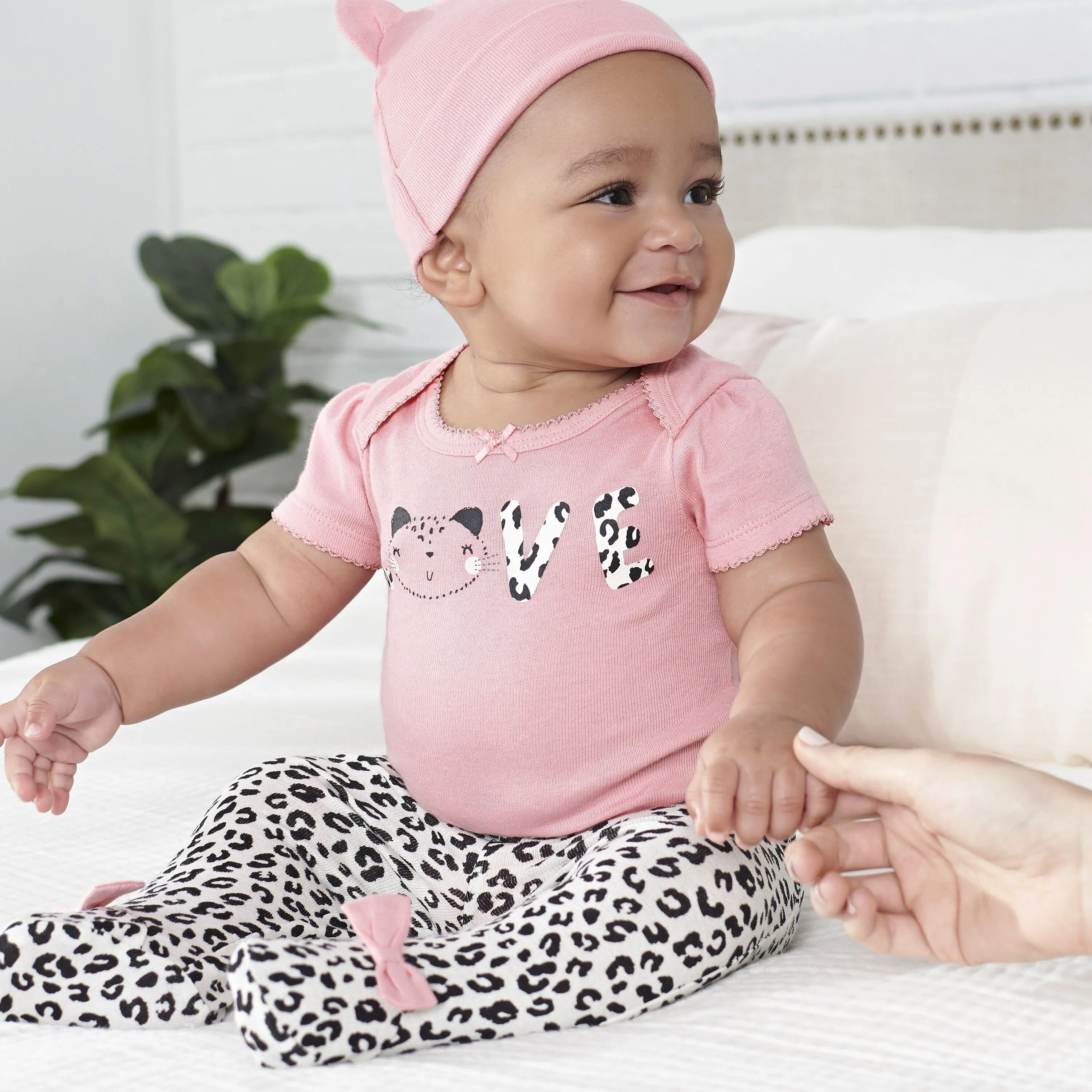 4-Piece Baby Girls Leopard Outfit Set