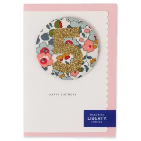 Age 5 Badge Greetings Card in Betsy Liberty Print by The Charming Press