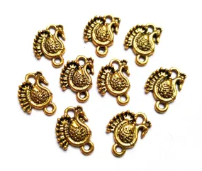 Antique Golden Peacock Charms