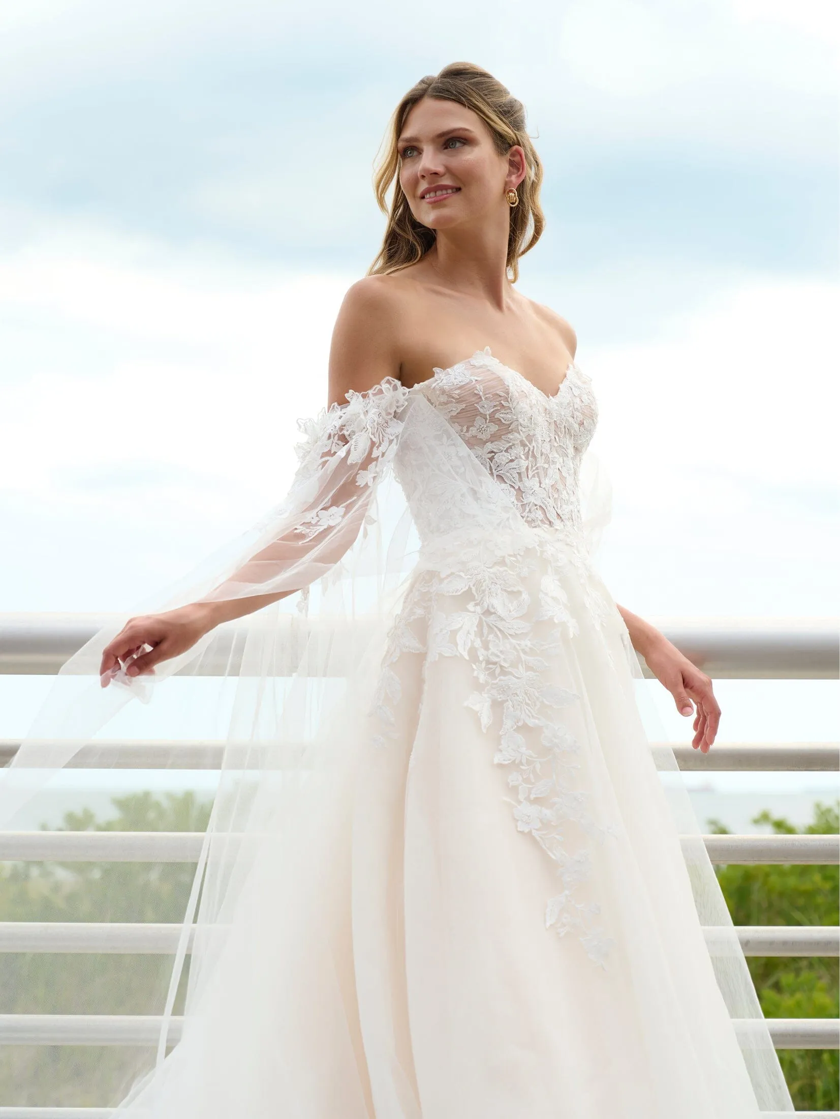 Applique Cape Sleeve Bridal Gown by Adrianna Papell 31277