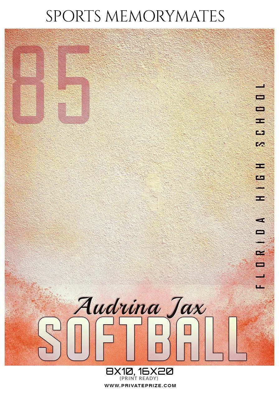 Audrina Jax - Softball Sports Memory Mates Photography Template