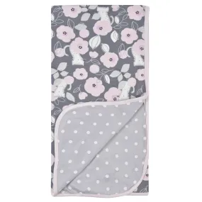 Baby Girls Comfy Stretch Floral Leopard Reversible Baby Blanket