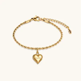 Beaded Heart Bracelet Gold