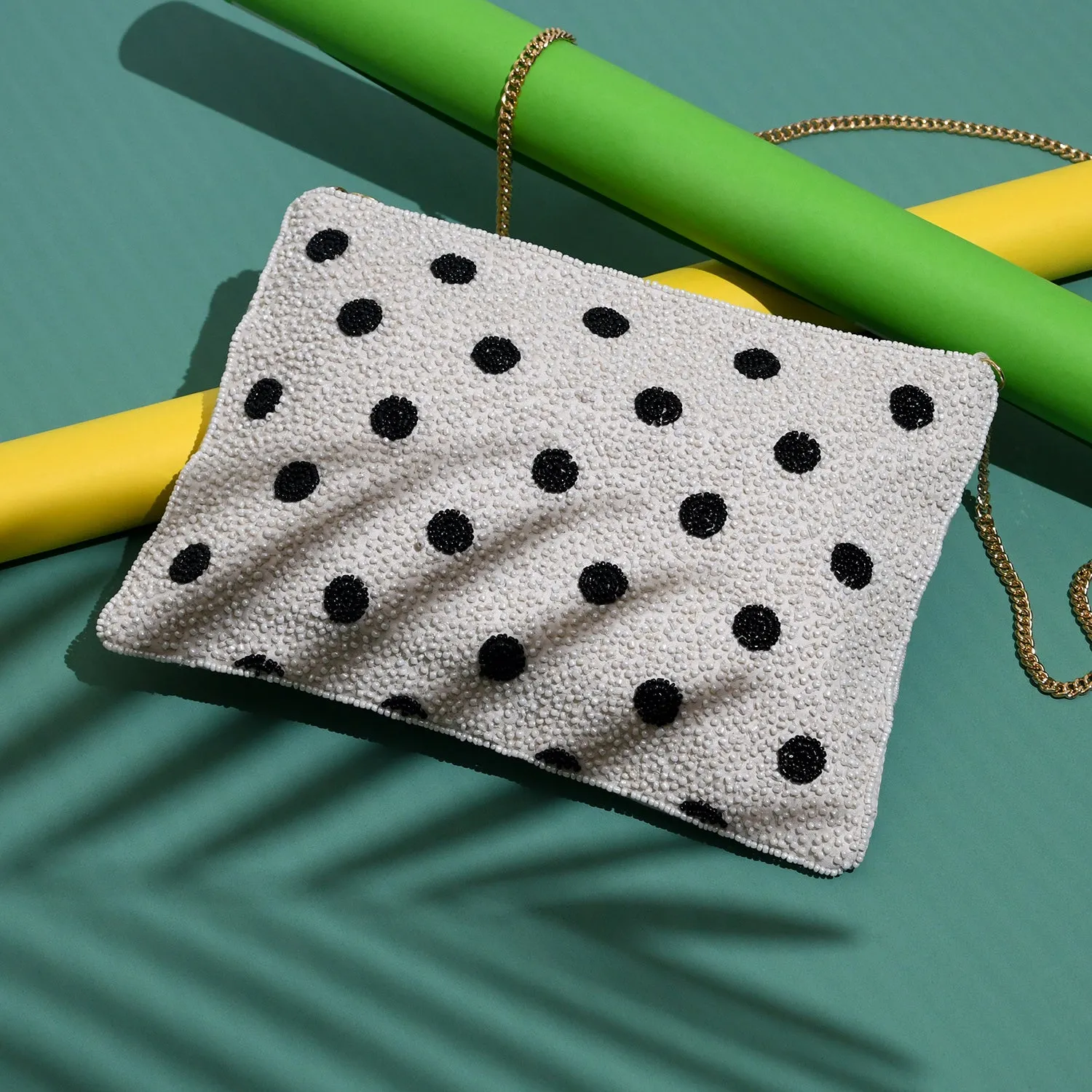 Beaded Polka Dot Clutch Bag