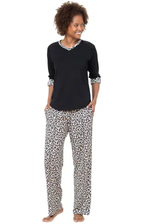 Black Leopard Convertible Sleeve Pajamas