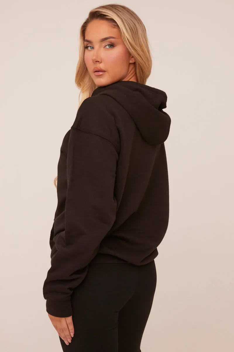 Black Leopard Graphic Oversized Hoodie - Revel