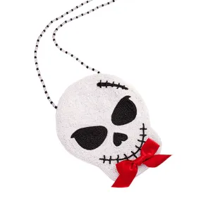 Bow Pointed Halloween Skull Beaded Mini Crossbody Bag