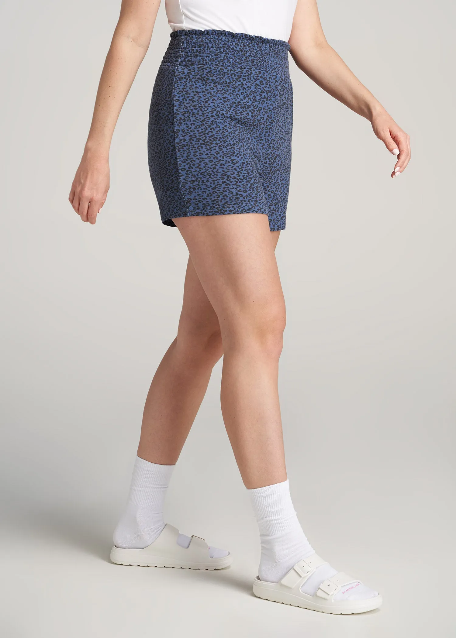 Cozy PJ Lounge Shorts for Tall Women in Navy Leopard