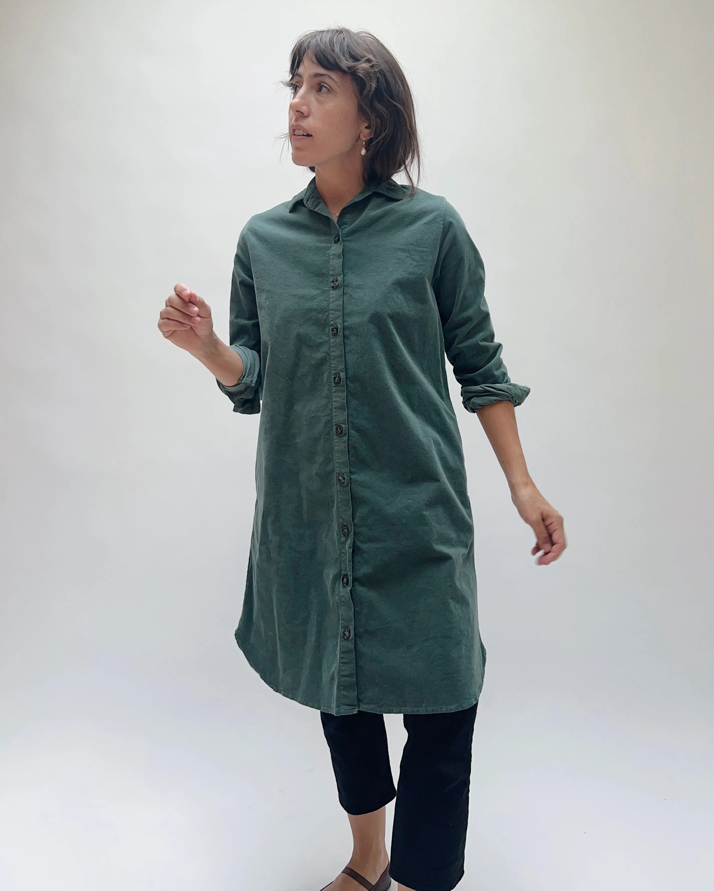 Cut Loose | Pinwheel Corduroy Shirt Dress in Myrtle