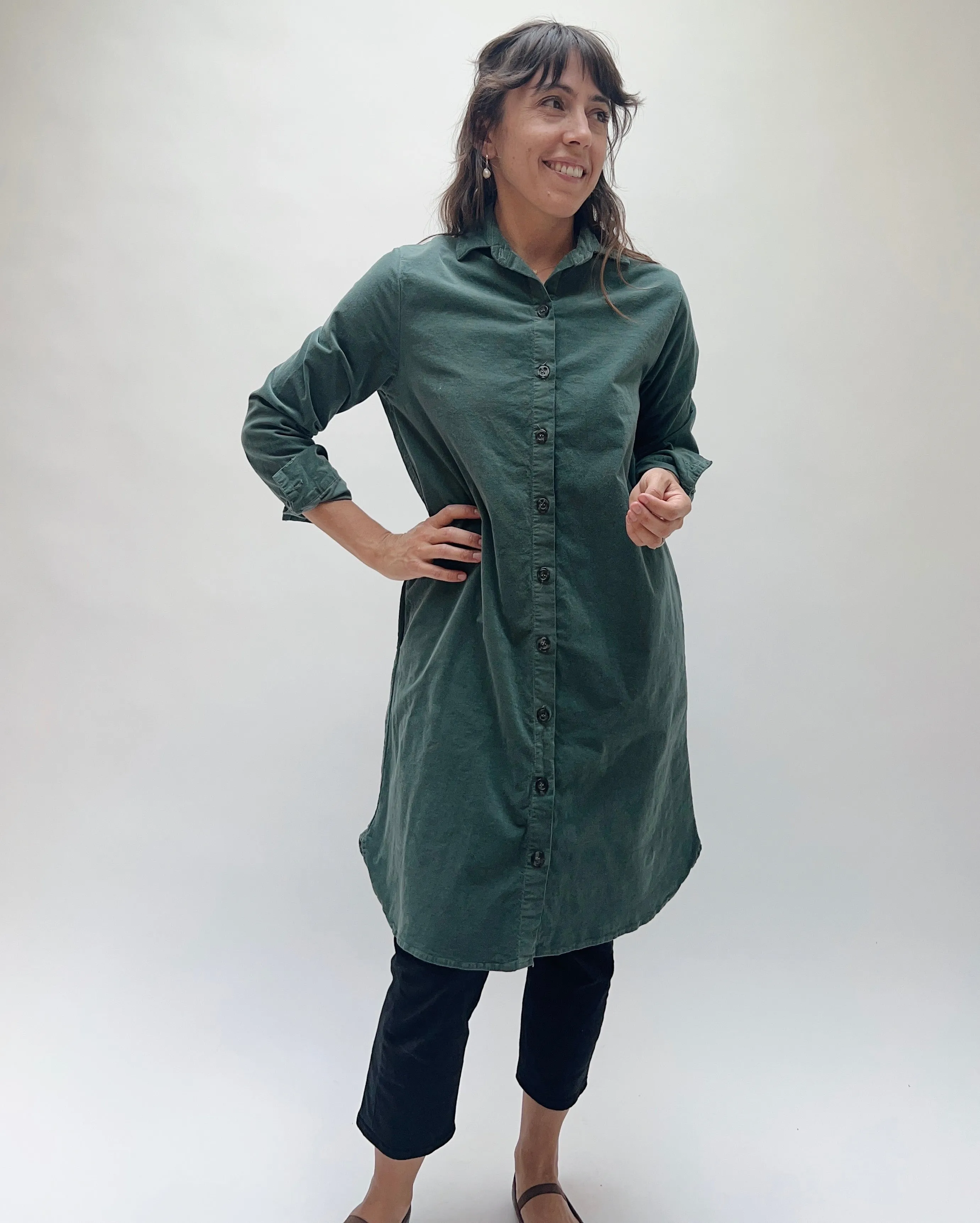 Cut Loose | Pinwheel Corduroy Shirt Dress in Myrtle