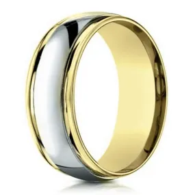 Designer 6 mm Two-toned Polished Finish 14K White & Yellow Gold Wedding Band