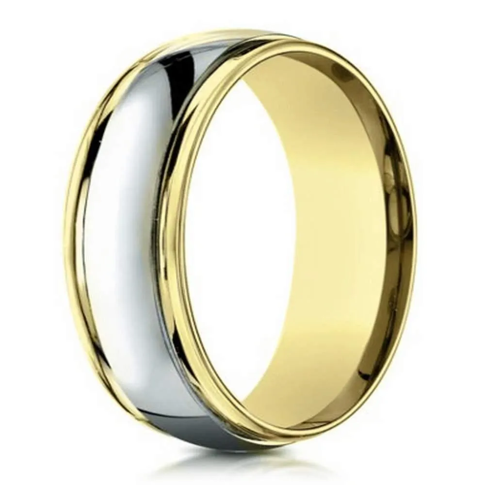 Designer 6 mm Two-toned Polished Finish 14K White & Yellow Gold Wedding Band