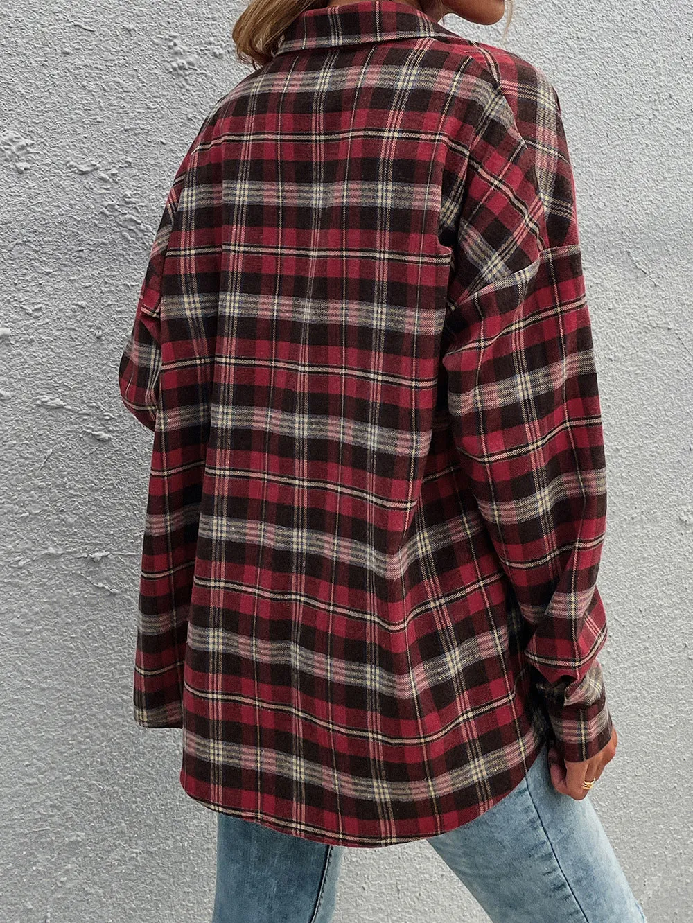 elveswallet Classic Red Plaid Patchwork Shirt