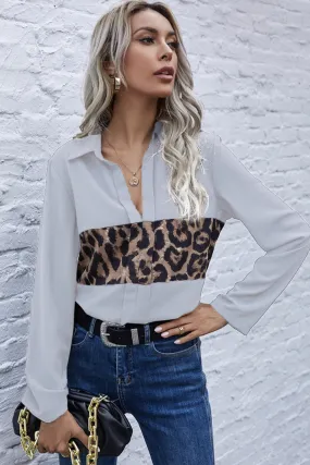 elveswallet Panelled Leopard Print Long Sleeve Shirt