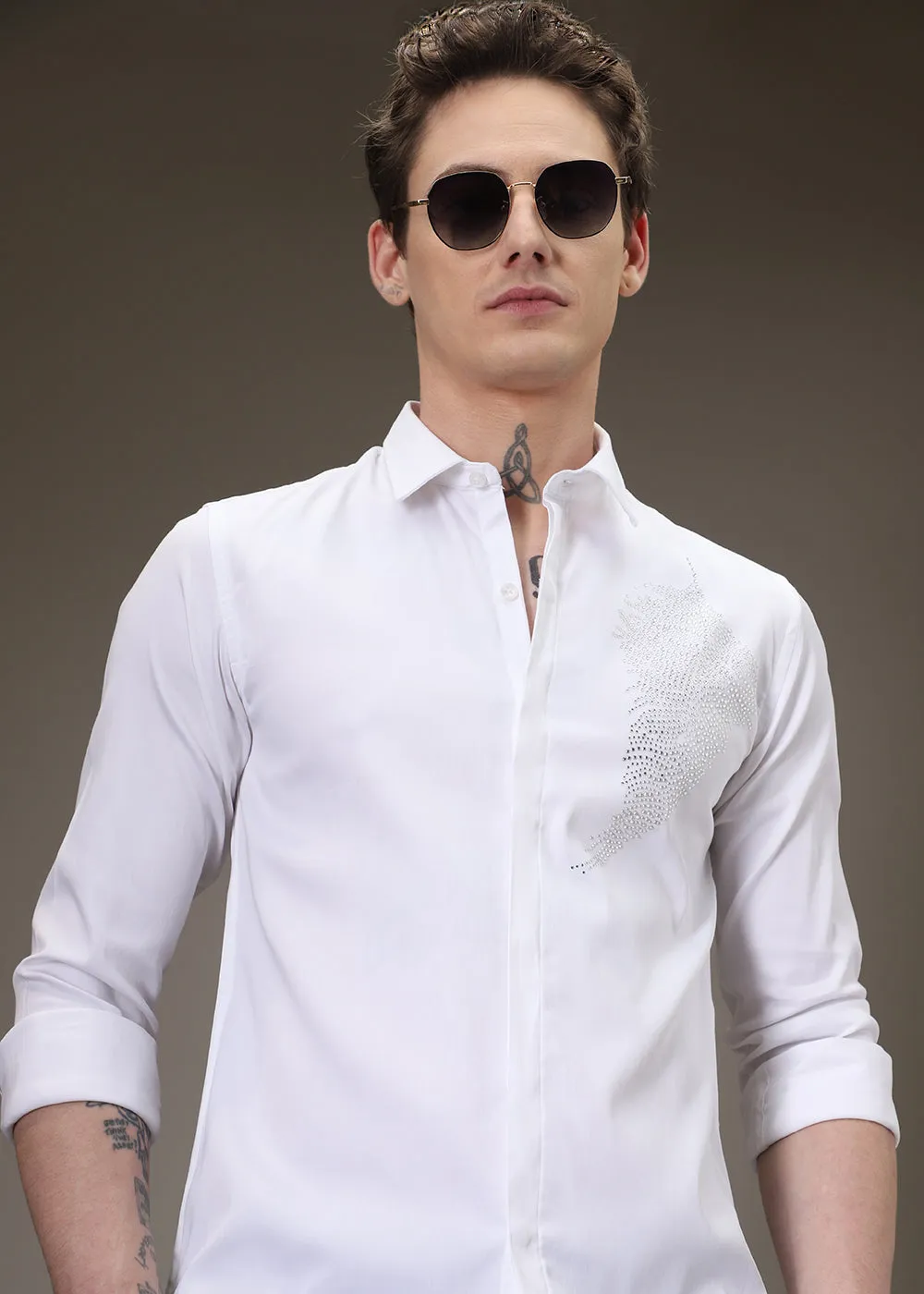 Embellish Beaded White Shirt