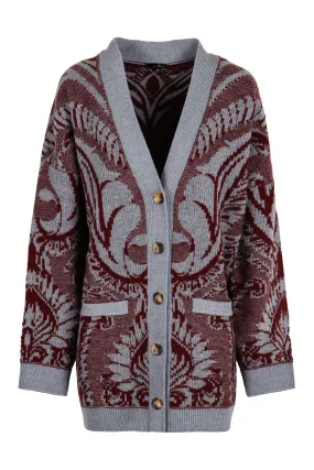 FLORAL JACQUARD KNITTED CARDIGAN