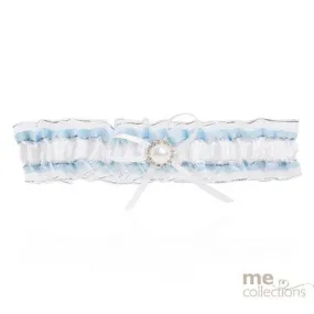 Garter with Diamante Round Buckle - Blue