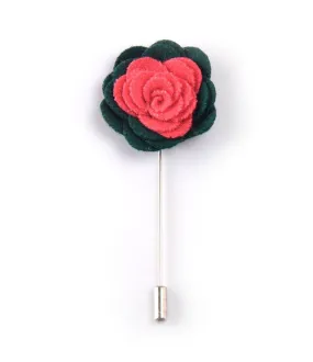 Green & Pink Rosette Lapel Pin