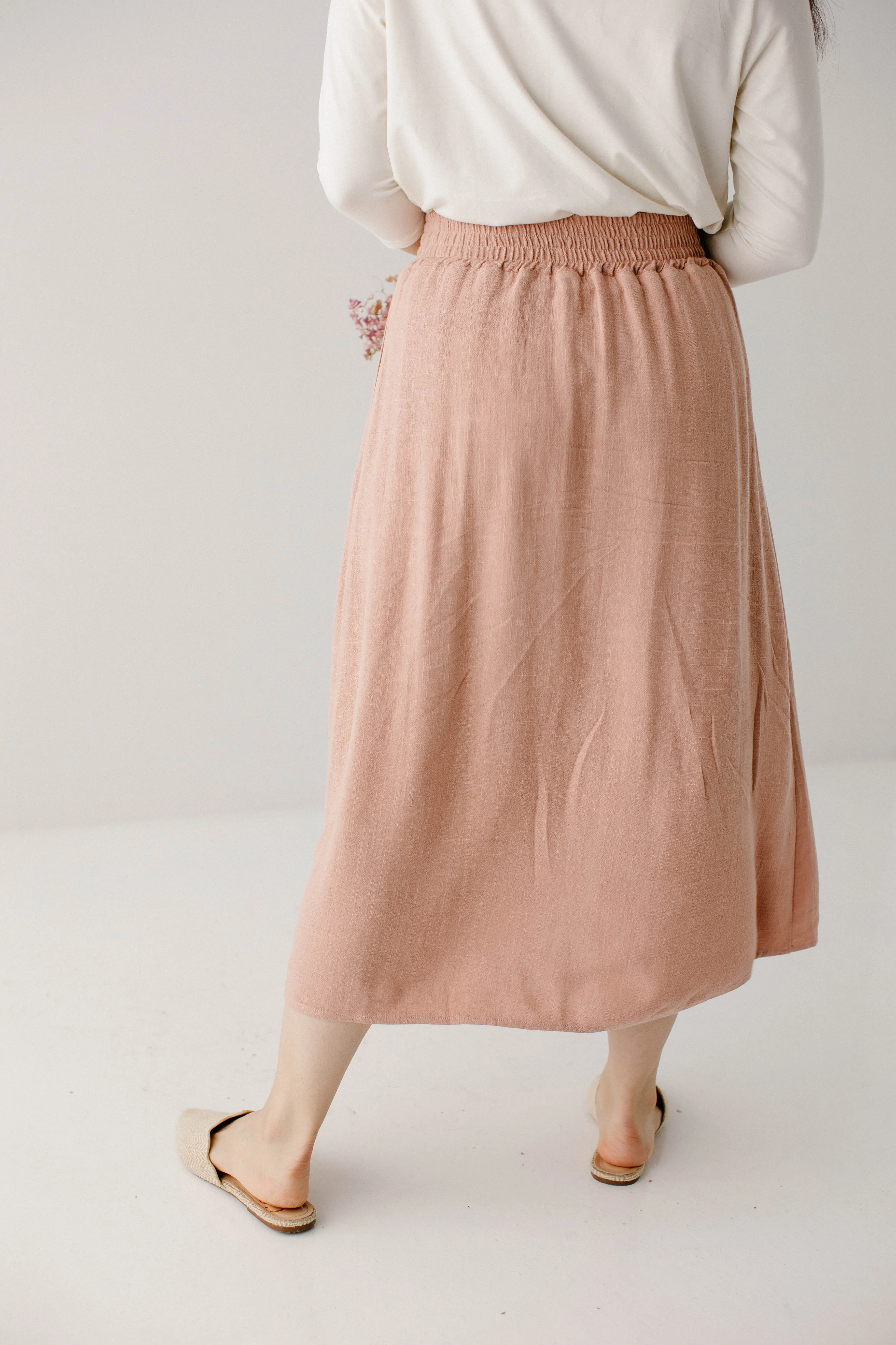 'Greta' Linen Blend Midi Skirt