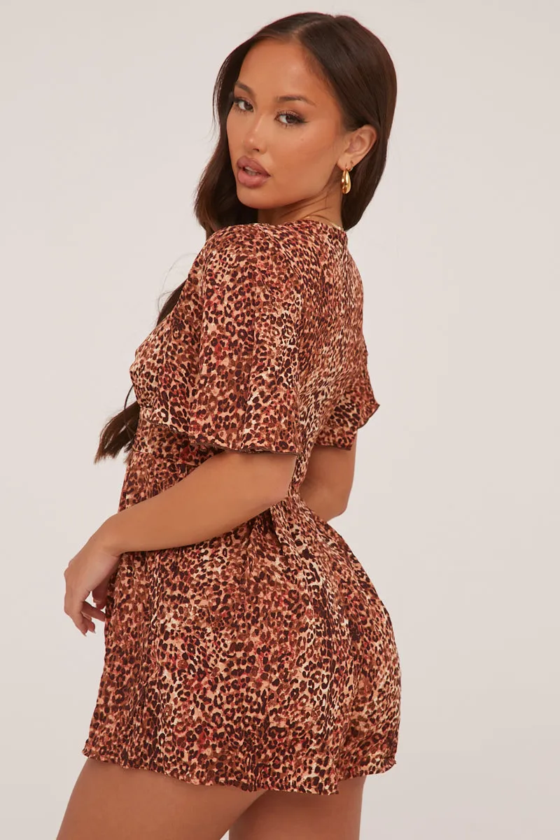 Leopard Print Frill Detail Playsuit - Bela