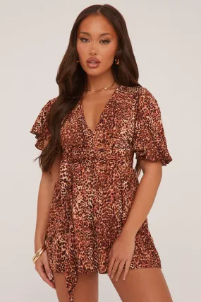 Leopard Print Frill Detail Playsuit - Bela