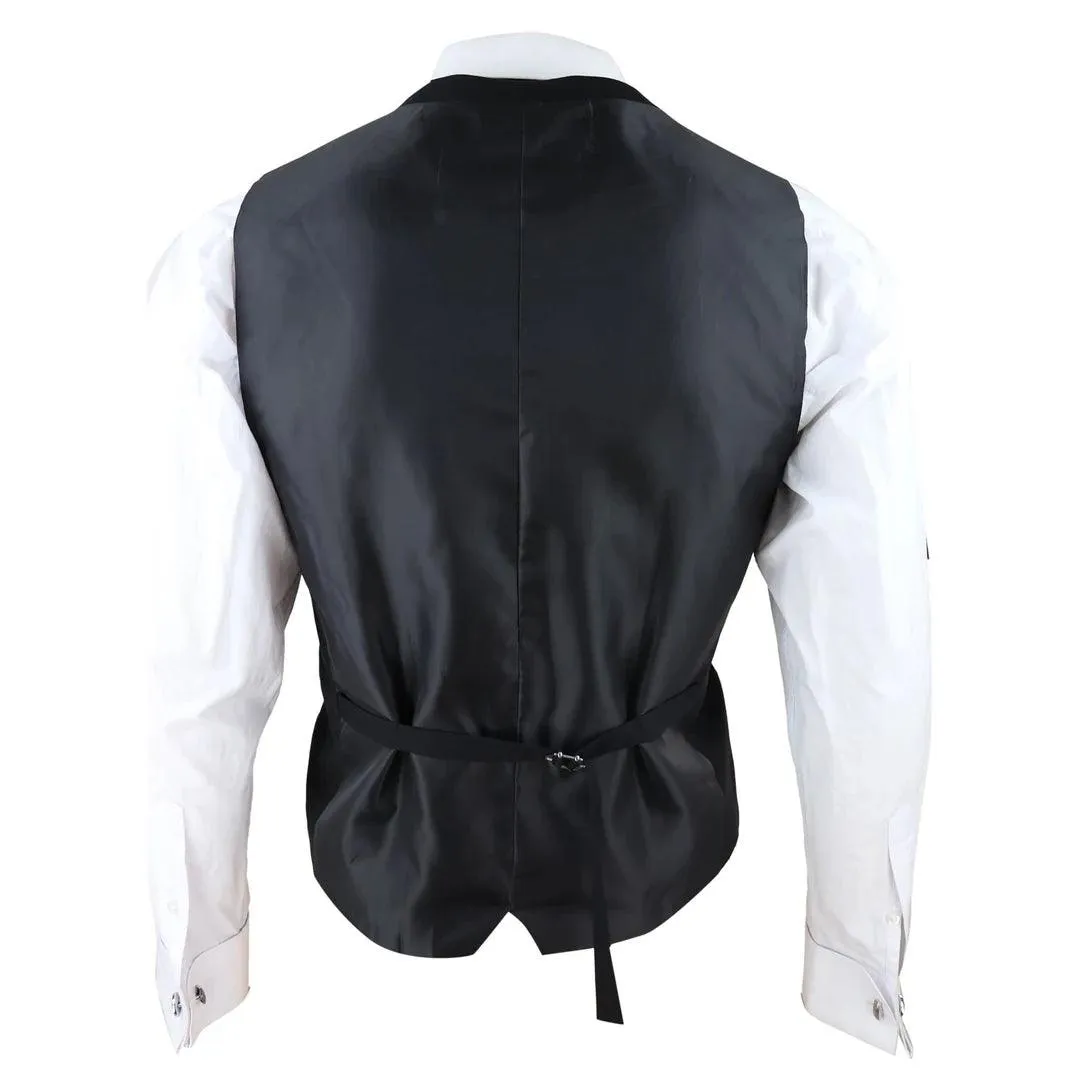 Mens Double Breasted Scoop Waistcoat Classic Smart Formal Wedding