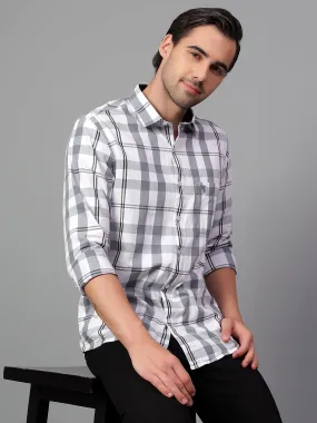 Men's Grey Checked Full Sleeve Casual Shirt