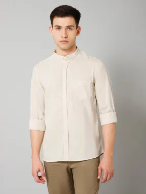 Men's Offwhite Casual Plain Full Sleeve Shirt