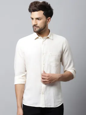 Men's Offwhite Casual Plain Full Sleeve Shirt