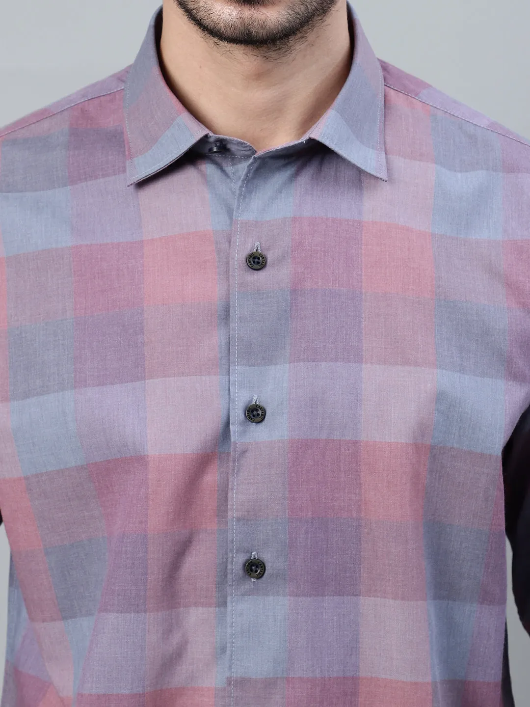 Men's Purple Checkered Full Sleeve Casual Shirt