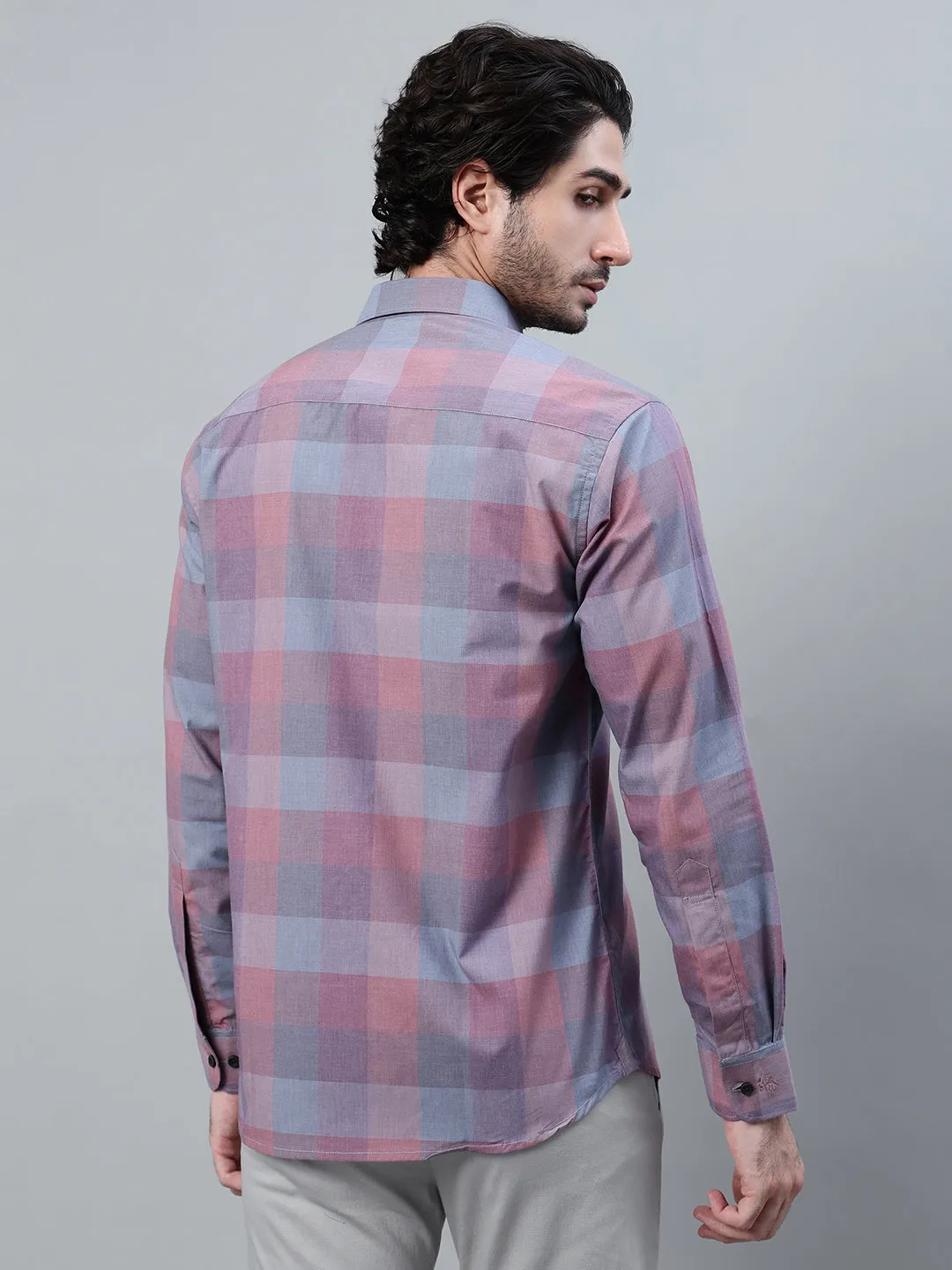 Men's Purple Checkered Full Sleeve Casual Shirt