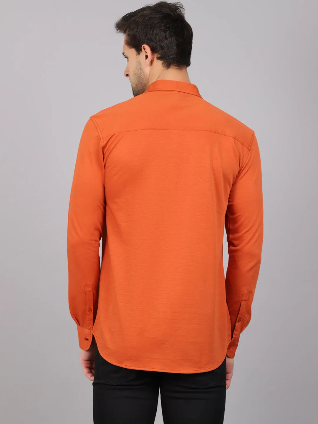 Men's Rust Casual Knit Jersey Full Sleeve Shirt