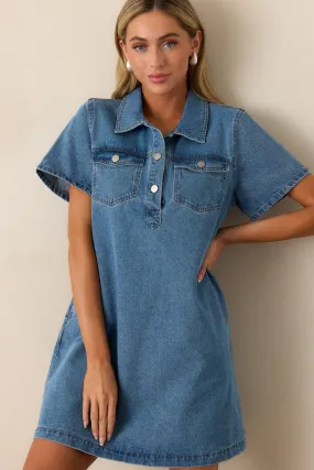 Midnight City Denim Short Sleeve Mini Dress