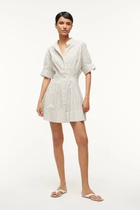 MINI LORENZA DRESS | IVORY MICRO STRIPE