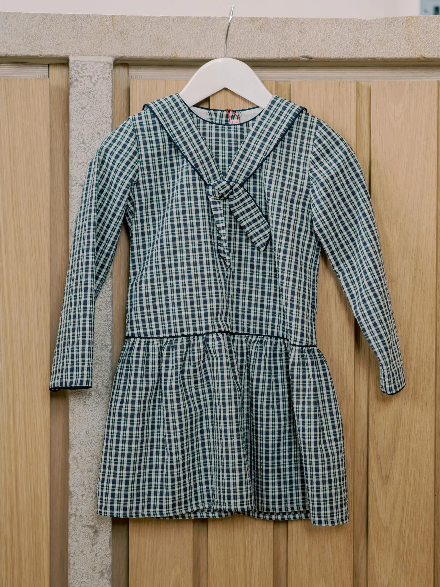 Navy Tartan Aranda Girl Drop Waist Dress