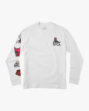 Oblow Patches Long Sleeve Tee - White