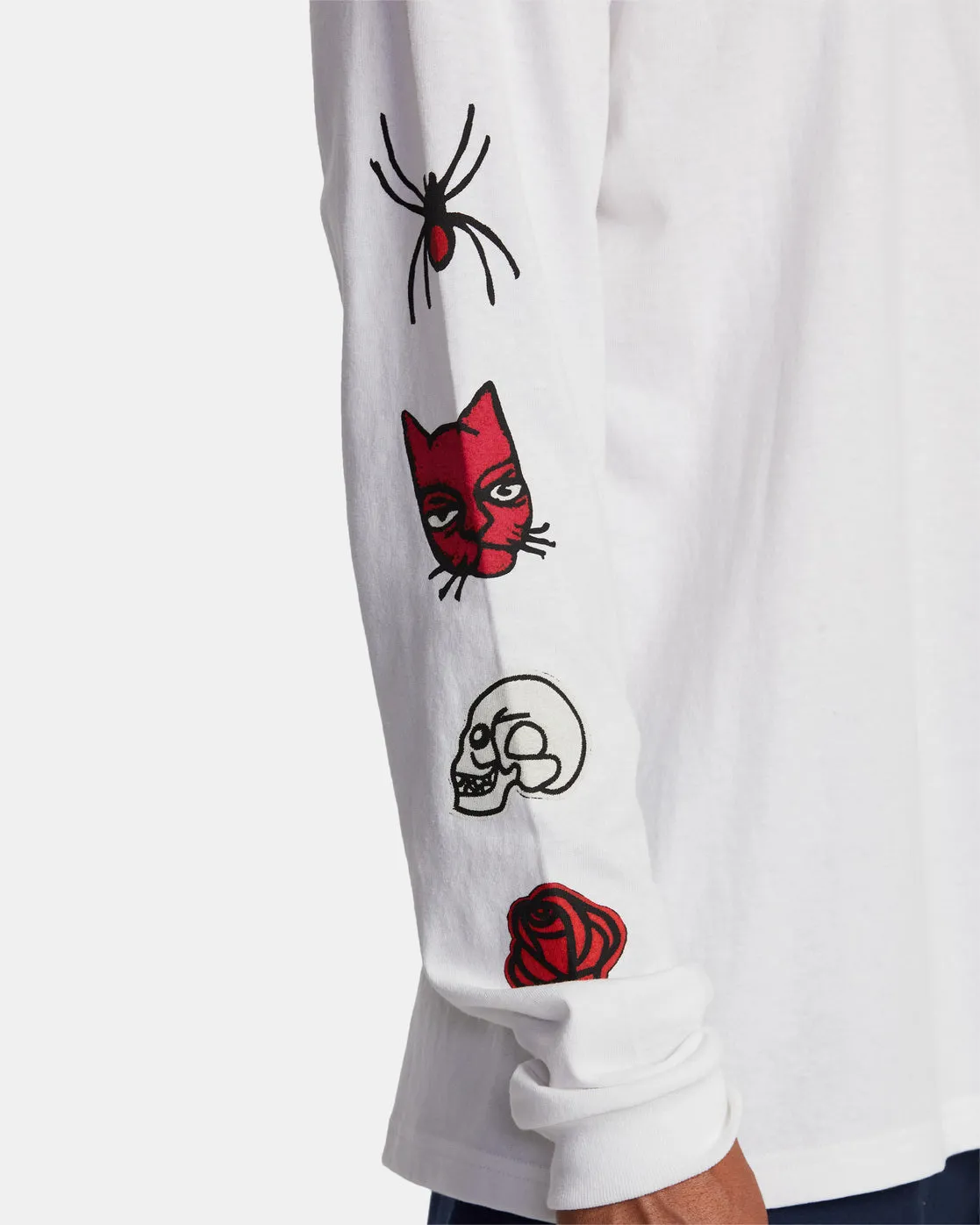 Oblow Patches Long Sleeve Tee - White