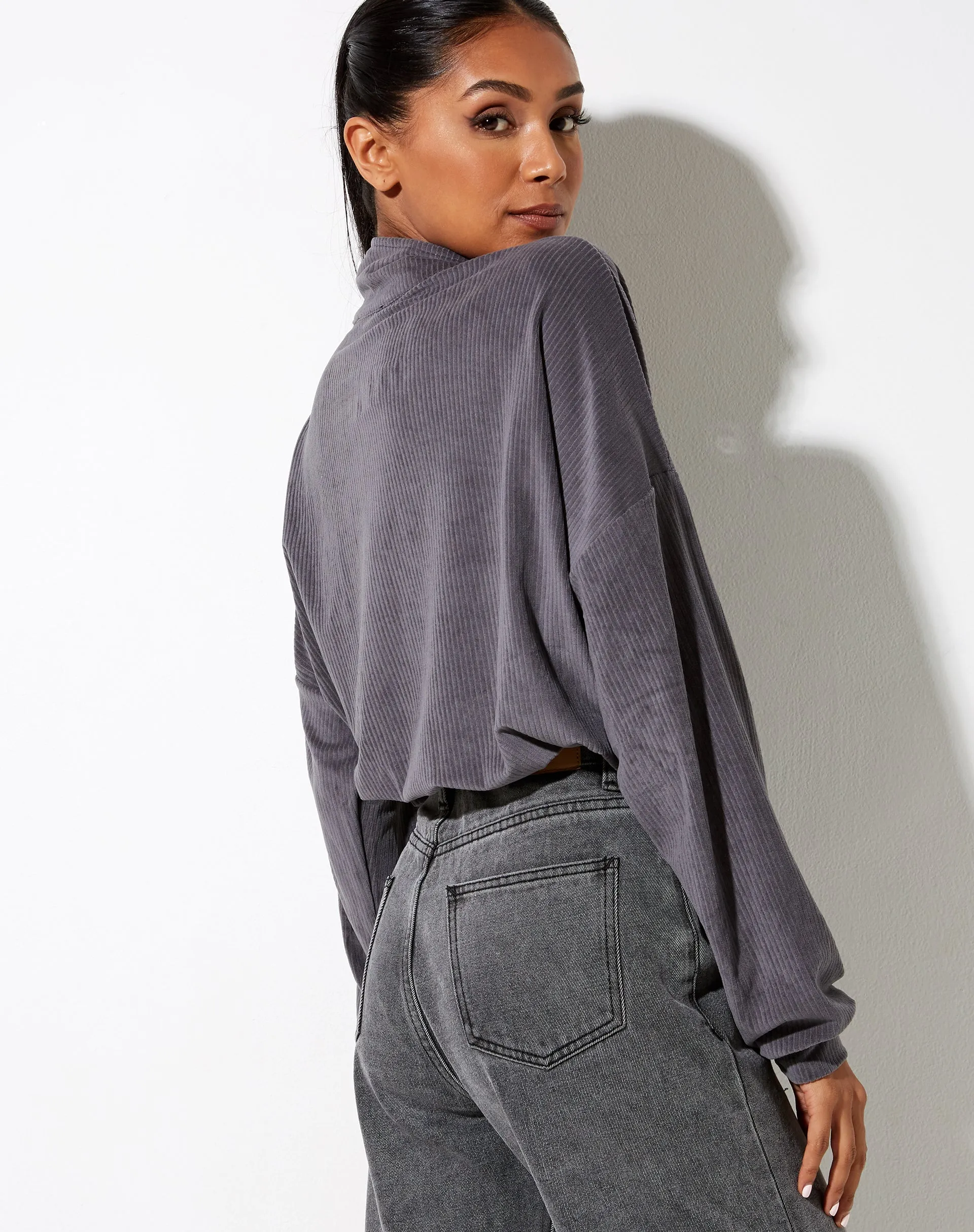 Olini Jumper in Charcoal Grey 'Angel' Embro