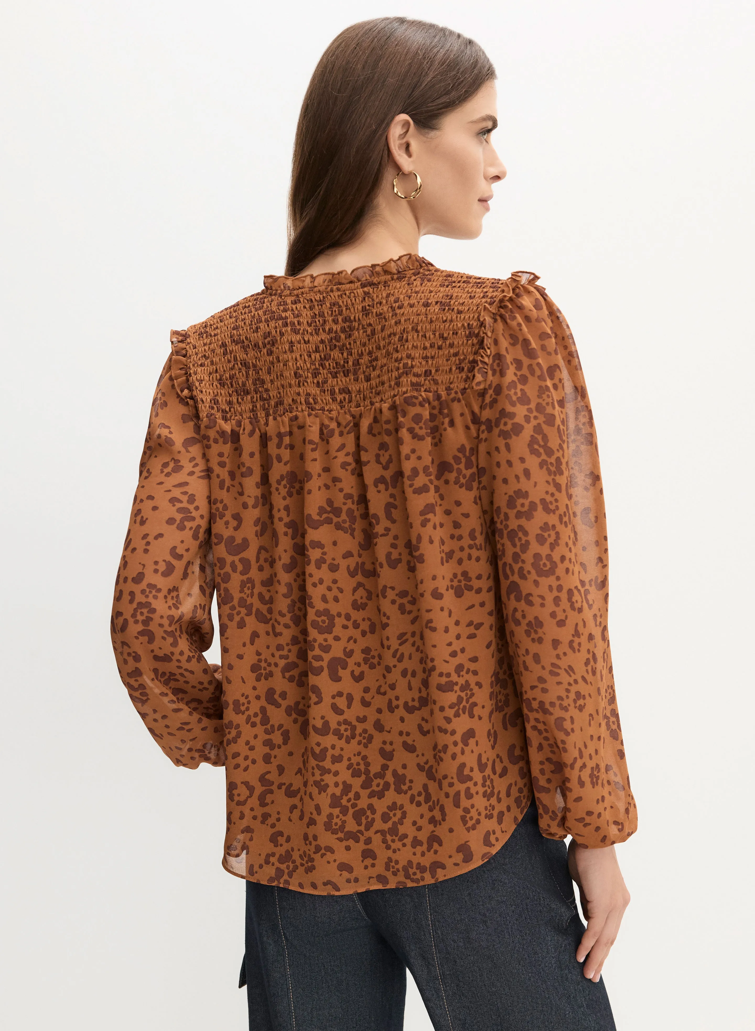 Puff Sleeve Leopard Print Blouse