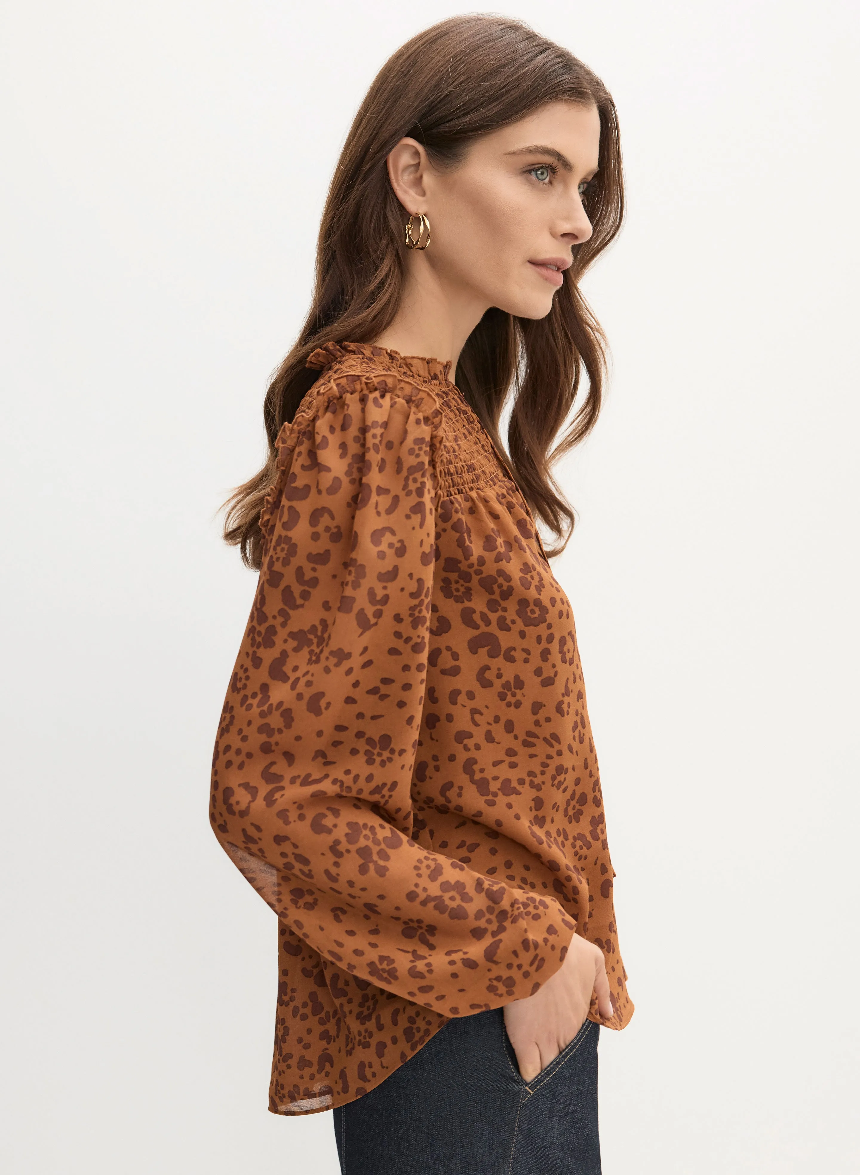 Puff Sleeve Leopard Print Blouse