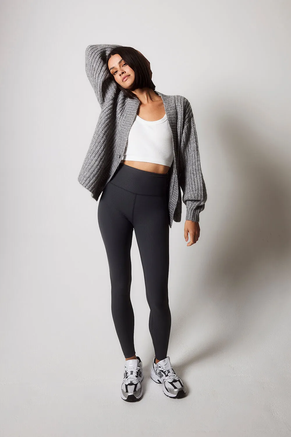 Ribbed Leggings - Dark Grey